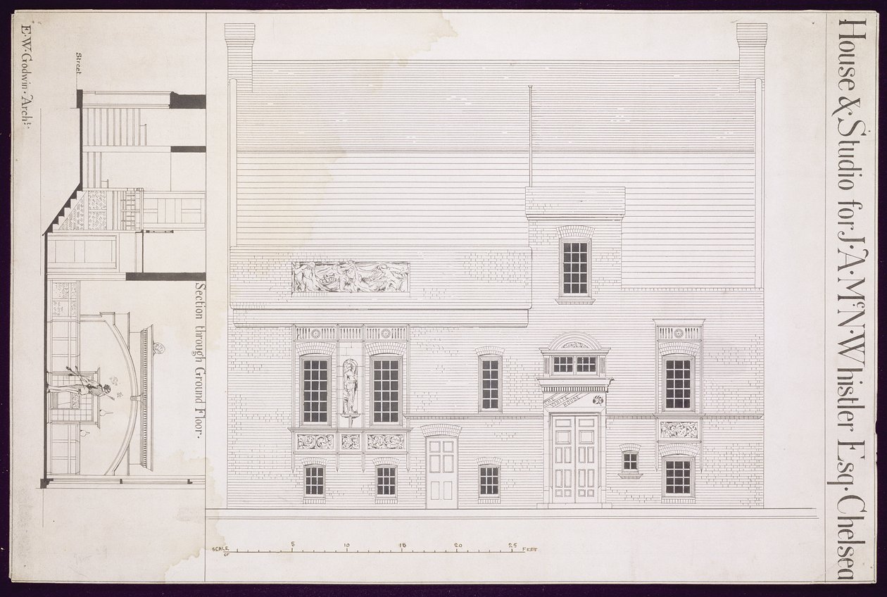 Design para House und Studio para JAM Whistler Esq, Chelsea, c.1877-78 (ver também 176477) de Edward William Godwin
