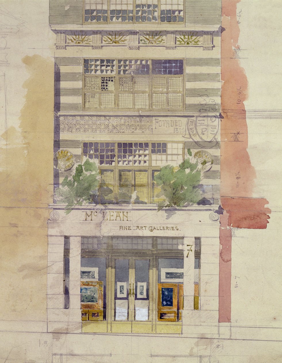 Design para a fachada da McLean Fine Art Galleries, Haymarket, Londres (aquarela e lápis sobre papel) (ver também 176480) de Edward William Godwin