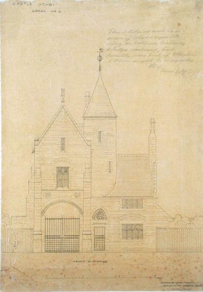 Elevação frontal do Castelo Ashby, Loja No.2 de Edward William Godwin