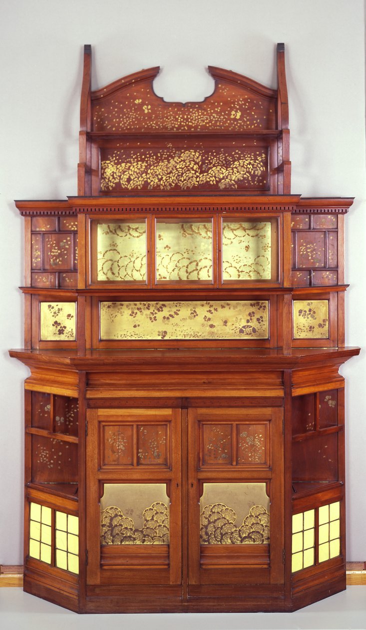 Harmonia em Amarelo e Ouro: O Gabinete de Borboleta, 1877-78 (óleo em mogno com telha amarela, molduras de latão e vidro) de Edward William Godwin