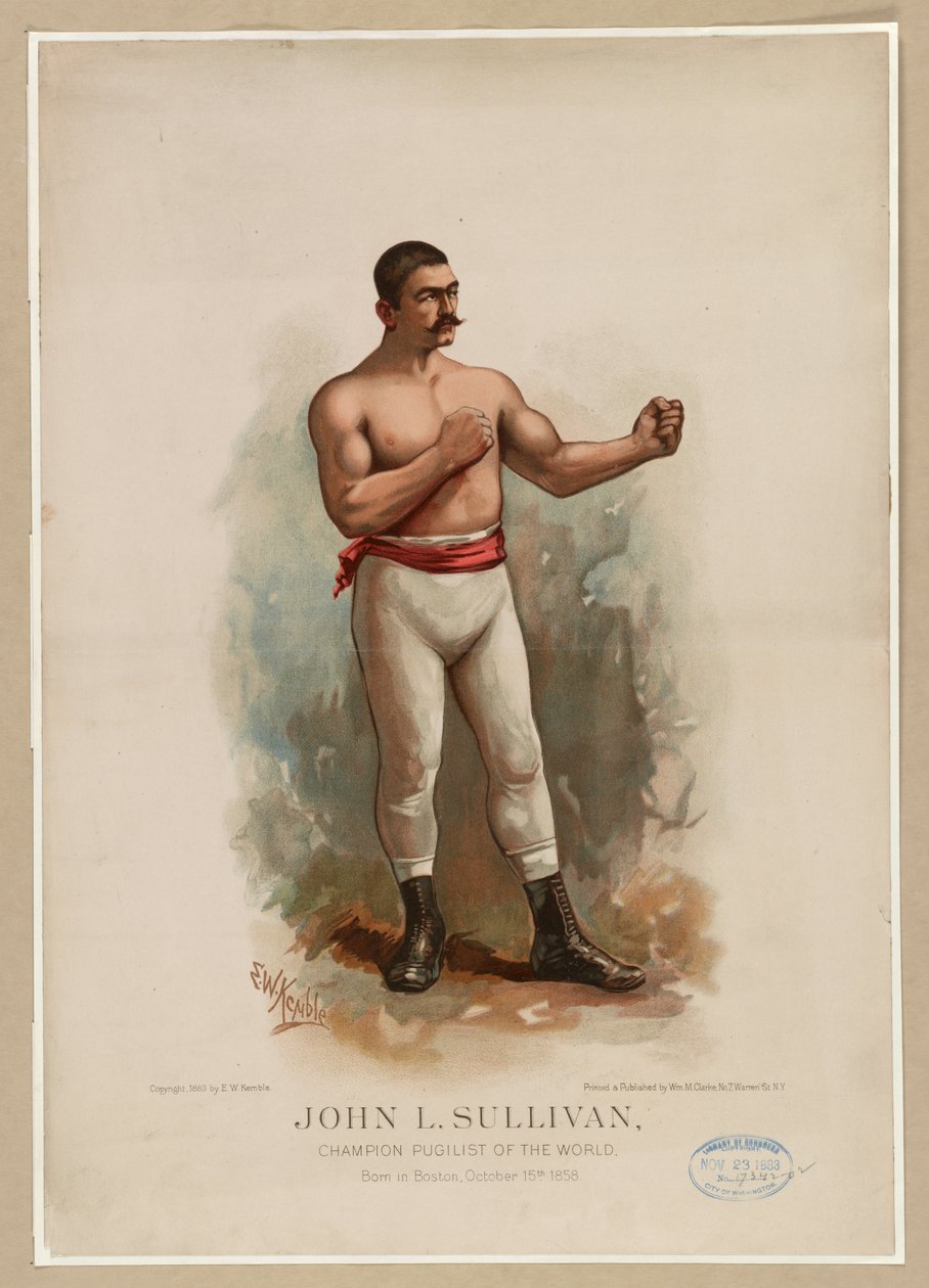 John L. Sullivan, pugilista campeão do mundo, c. 1883 (cromolitógrafo) de Edward Windsor Kemble