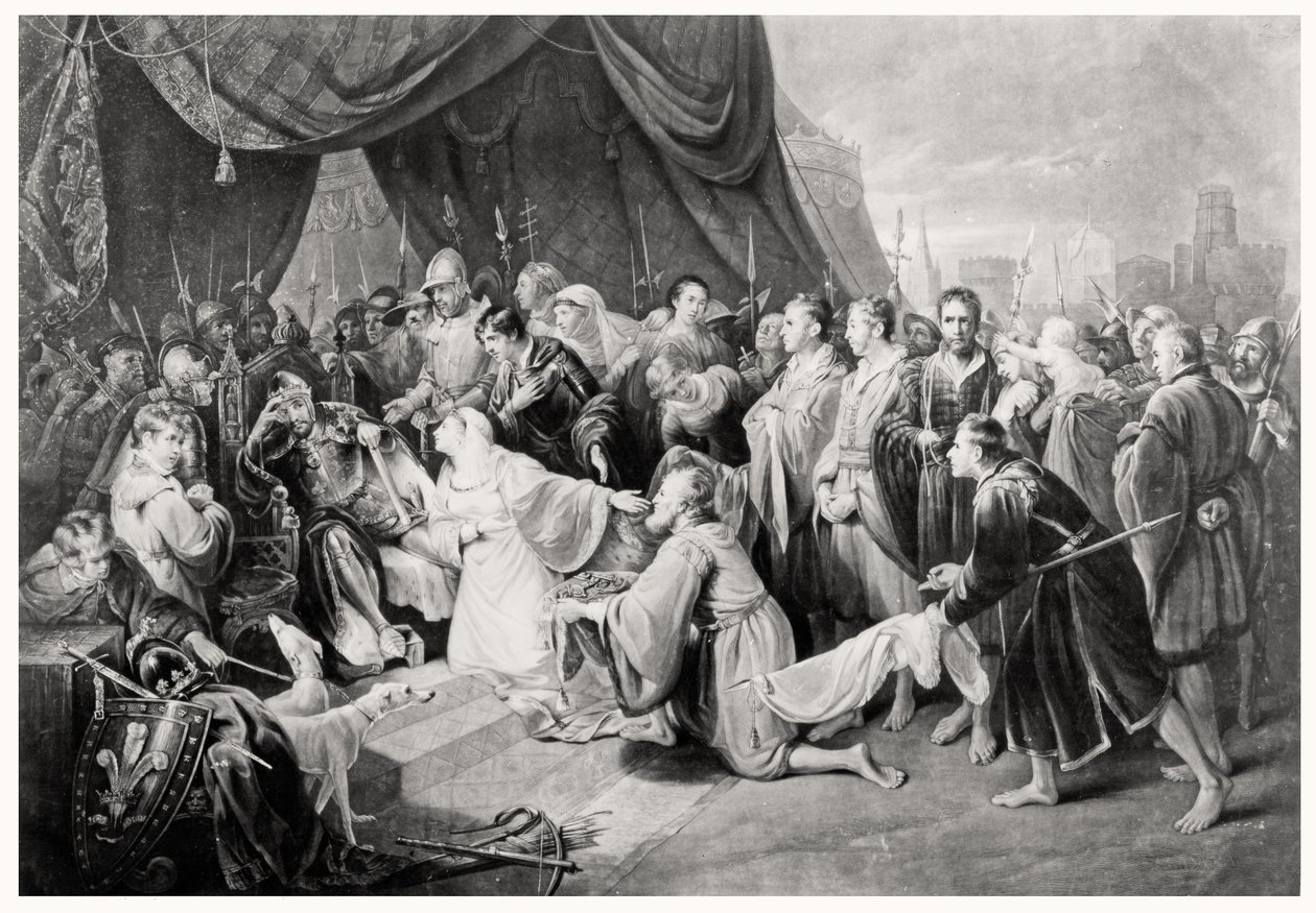 A rendição de Calais, 4 de agosto de 1347, gravada por John Young de Edward after Bird