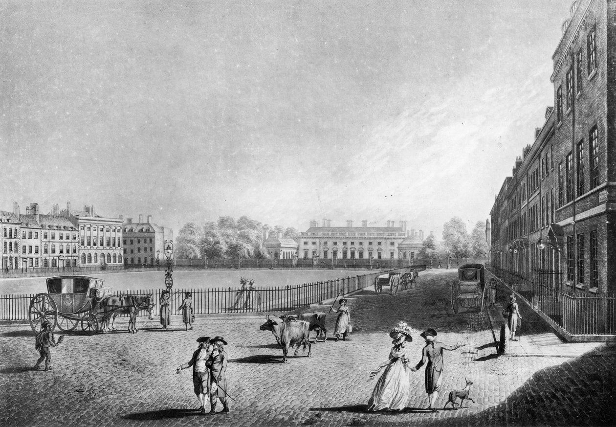 Vista da Praça Bloomsbury, 1787 de Edward (after) Dayes