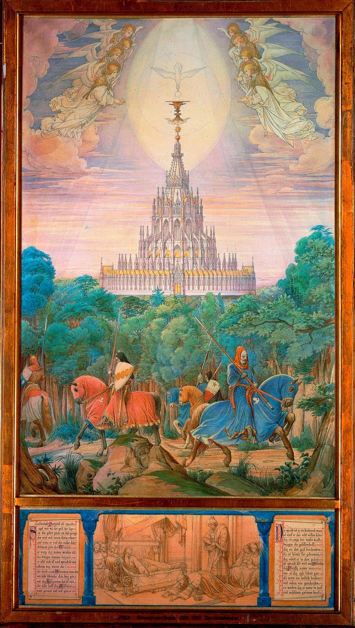 O Templo do Santo Graal (aguarela) de Edward von Steinle