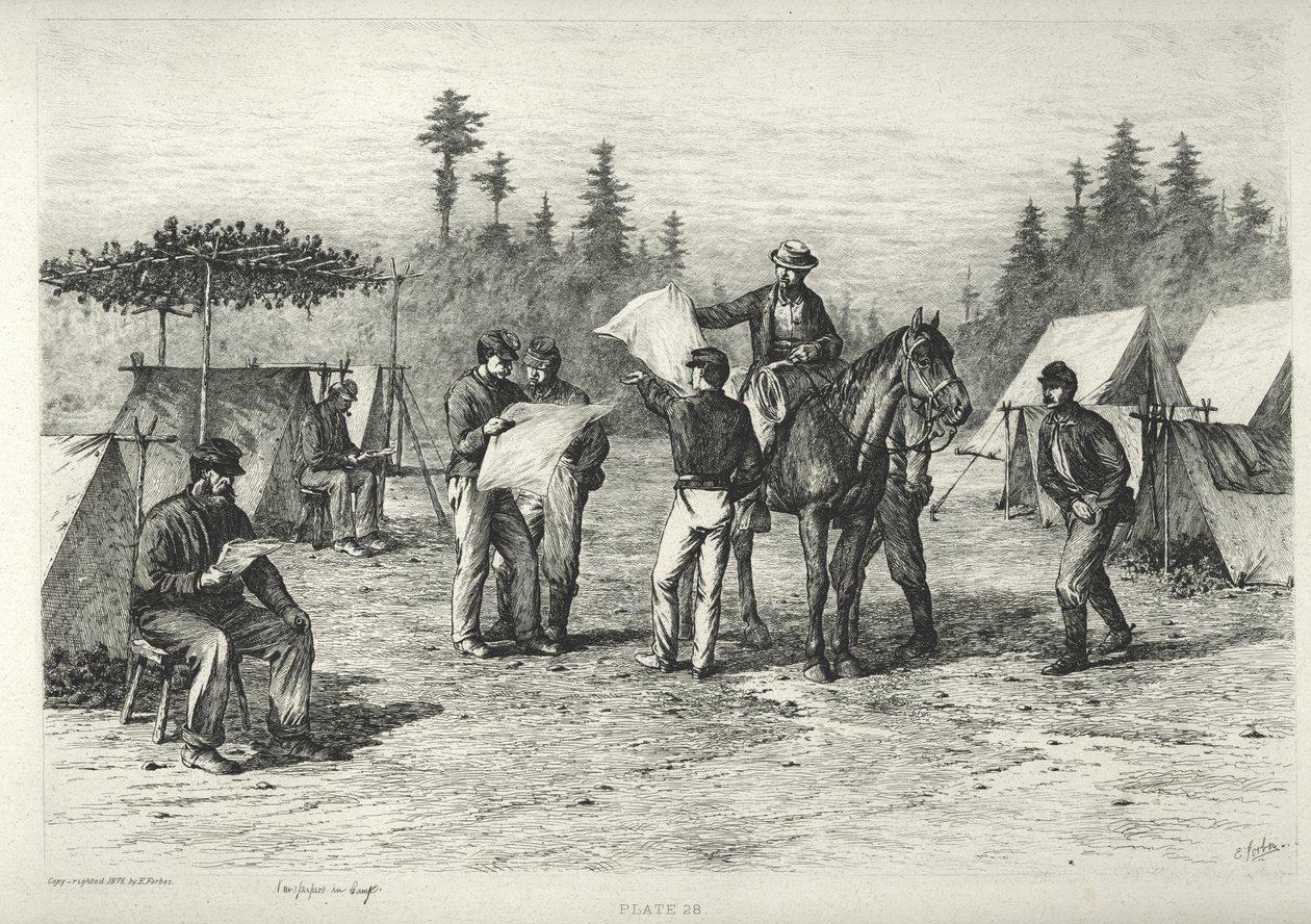 Jornais no Acampamento de Edwin Austin Forbes
