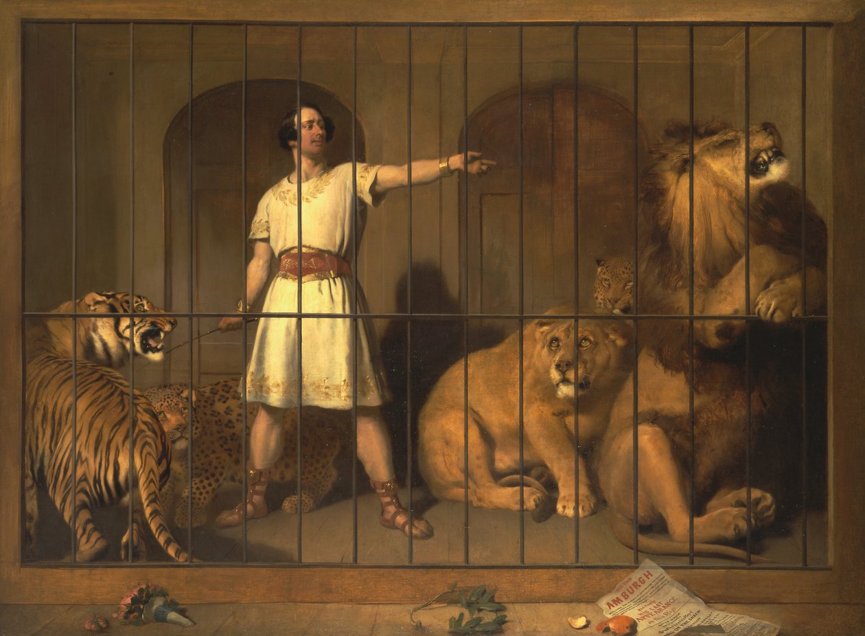 Retrato do Sr. Van Amburgh, como ele apareceu com seus animais nos teatros de Londres de Edwin Landseer