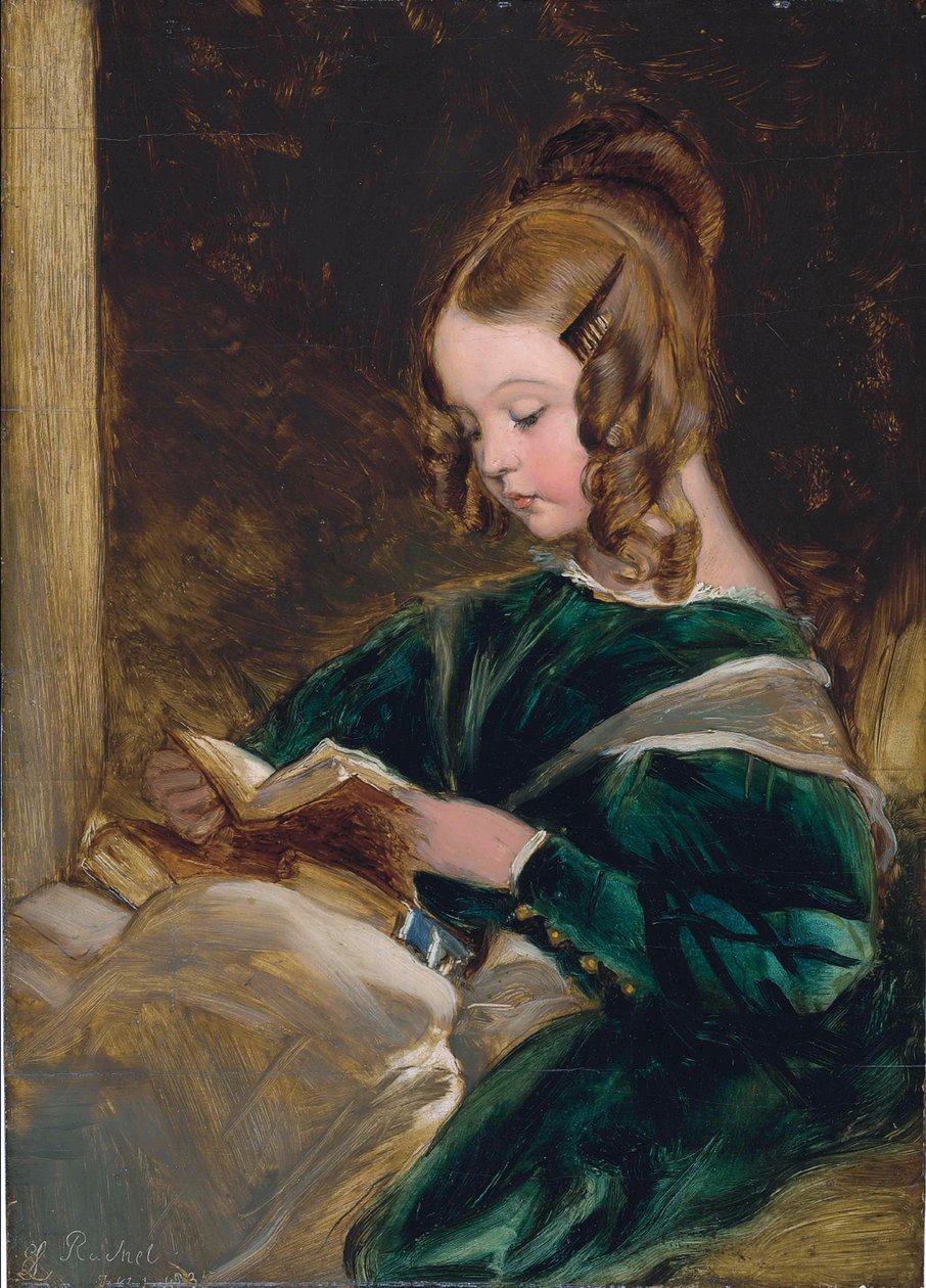 Estudo de Rachel Russell (1826-1898), filha de Georgina, a segunda esposa de John, sexto duque de Bedford de Edwin Landseer