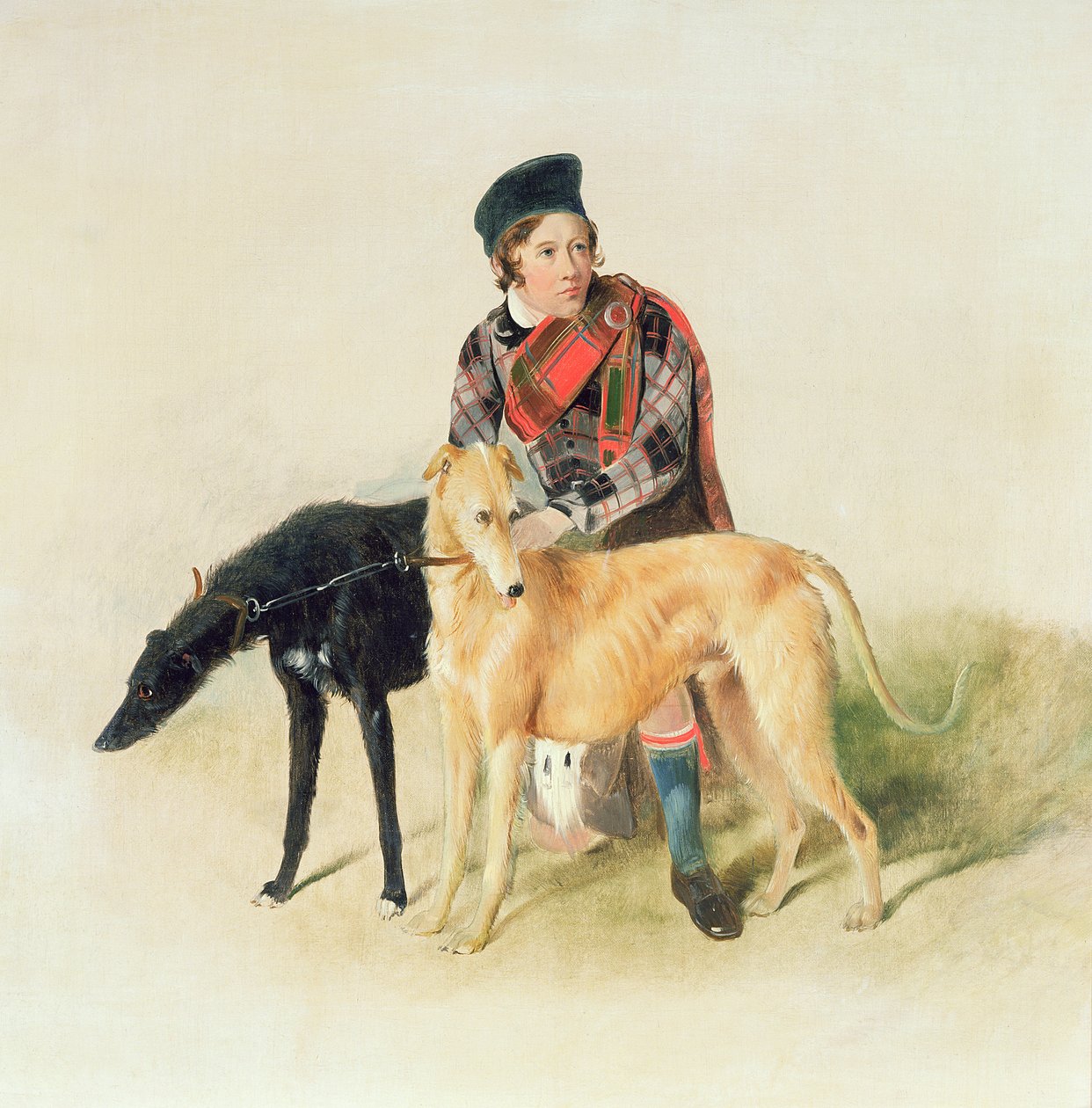 Um Ghillie e dois Deerhounds de Edwin Landseer