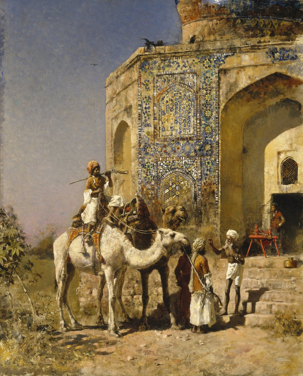 A velha mesquita de azulejos azuis fora de Delhi, Índia de Edwin Lord Weeks