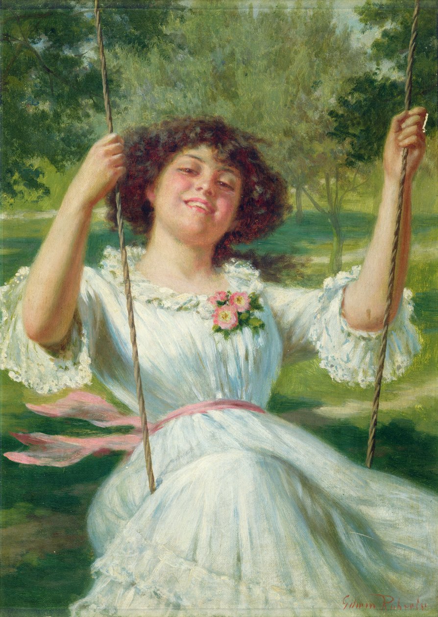 Menina em um balanço de Edwin Thomas Roberts