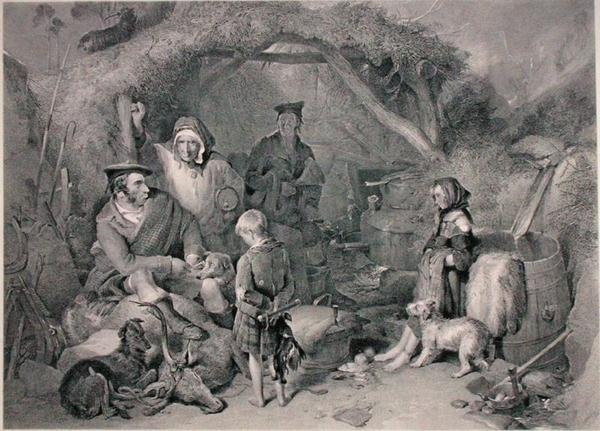 The Highland Whiskey Still, gravado por Robert Graves, publicado em 1876 (gravura) de Edwin (after) Landseer