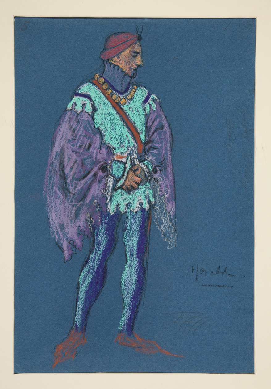A Herald, esboço de figurino para Henry Irving de Edwin Austin Abbey