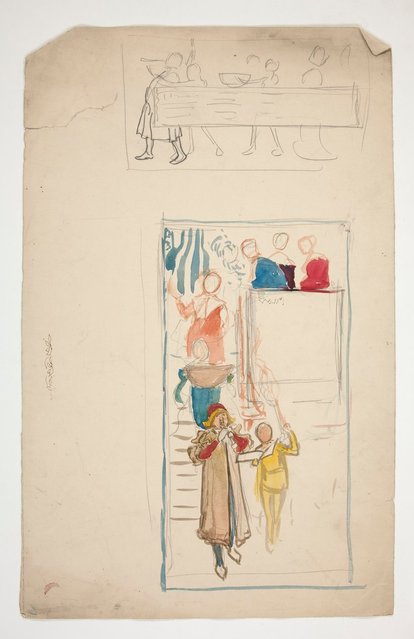 Uma procissão - ilustração não identificada para uma peça de teatro(?) de Edwin Austin Abbey