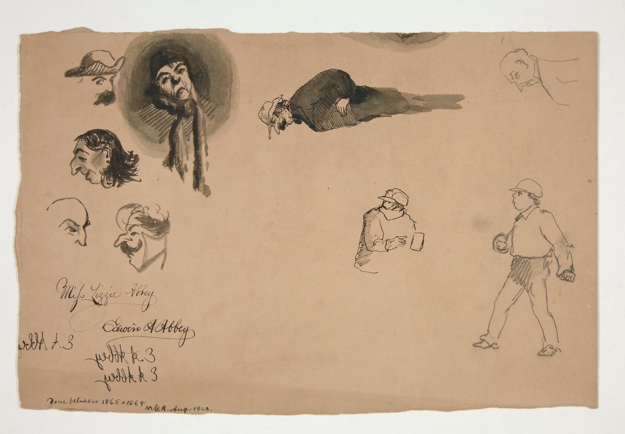 Estudos de figuras variadas (reto e verso) de Edwin Austin Abbey