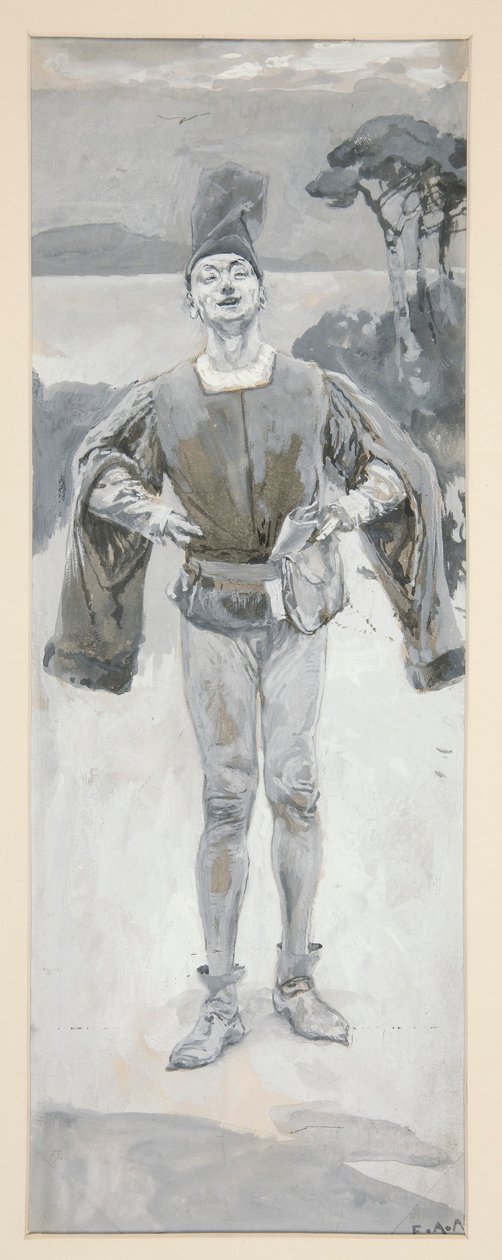 Autolycus, ilustração para Ballads e Ballad Music Illustrating Shakespeare de Edwin Austin Abbey