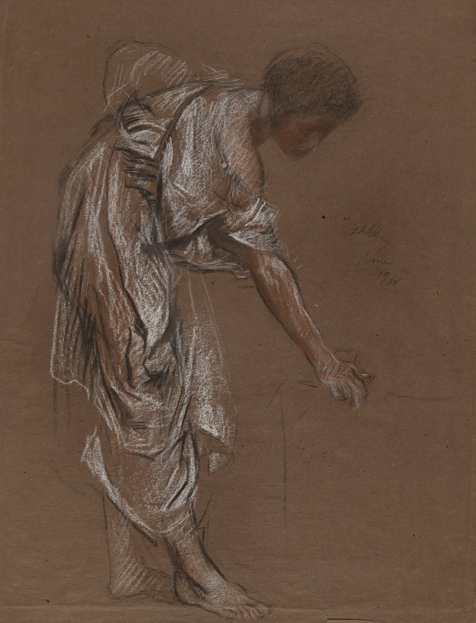 Bending Woman in Classical Dress - estudo para de Edwin Austin Abbey