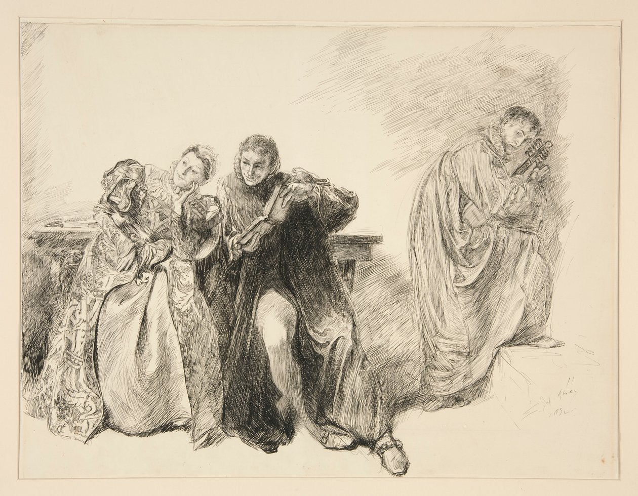 Bianca e Lucêncio, do Ato III, Cena I, A Megera Domada de Edwin Austin Abbey