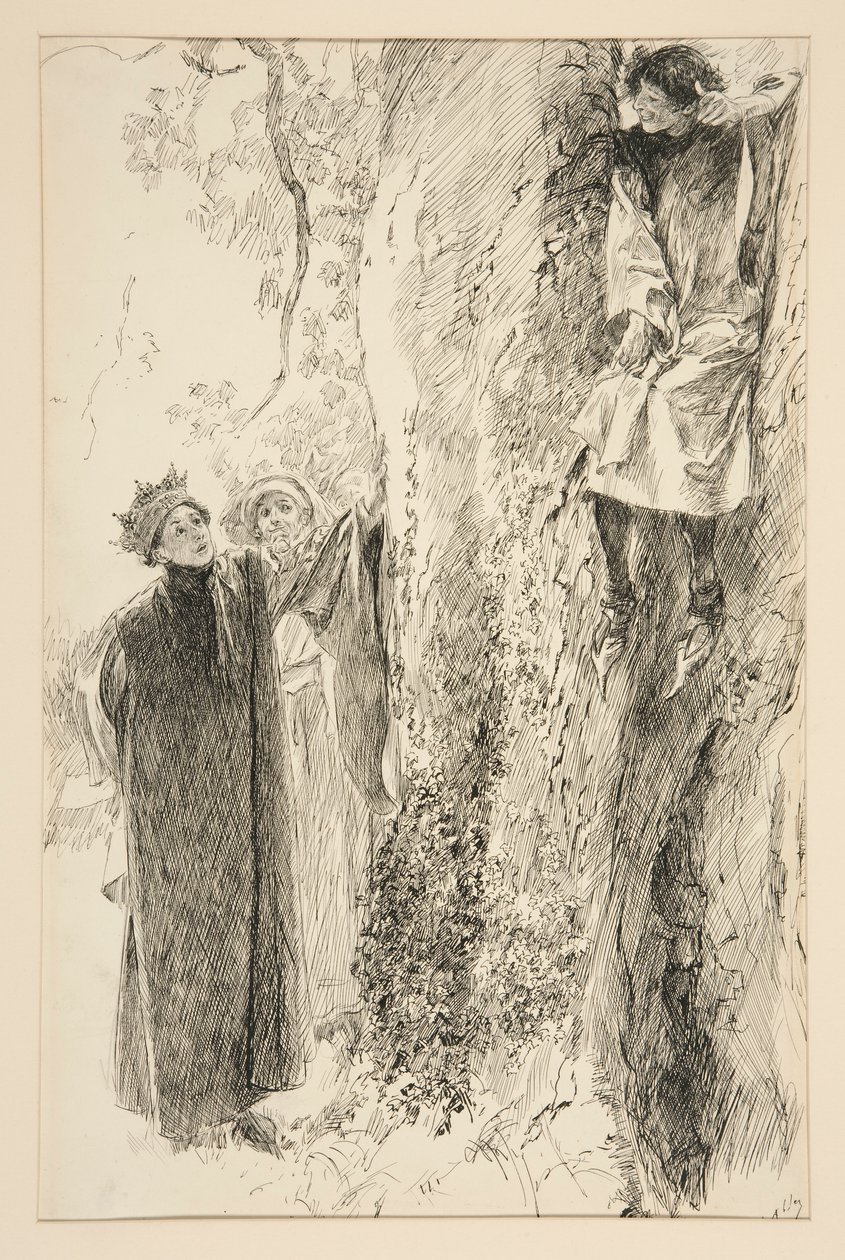 Biron e o Rei, do Acto IV, Cena III, Amor de Edwin Austin Abbey
