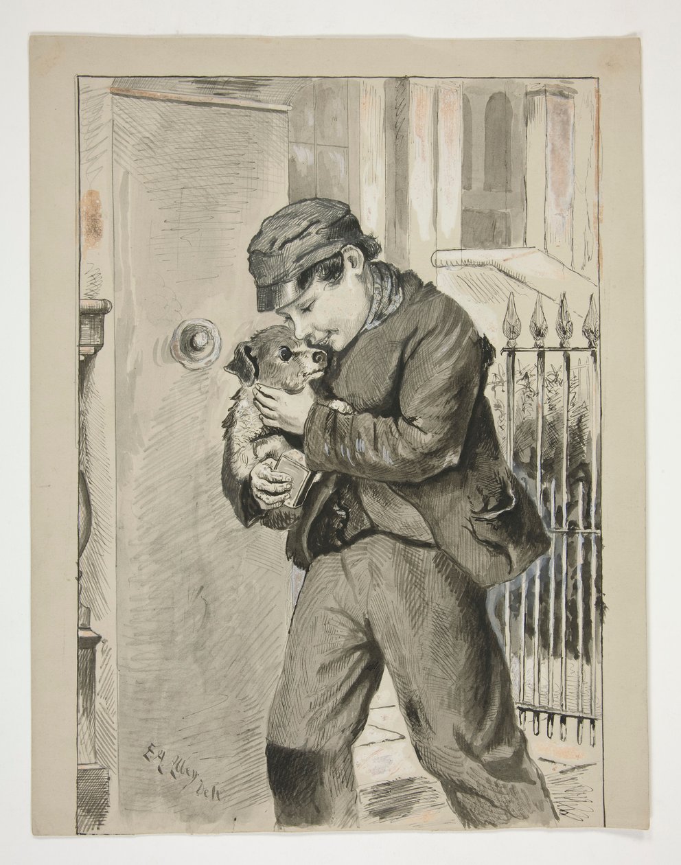 Rapaz com cachorrinho de Edwin Austin Abbey