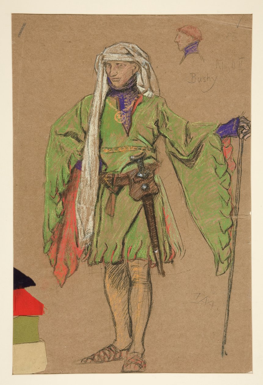 Esboço de traje para o Rei Ricardo II de Edwin Austin Abbey