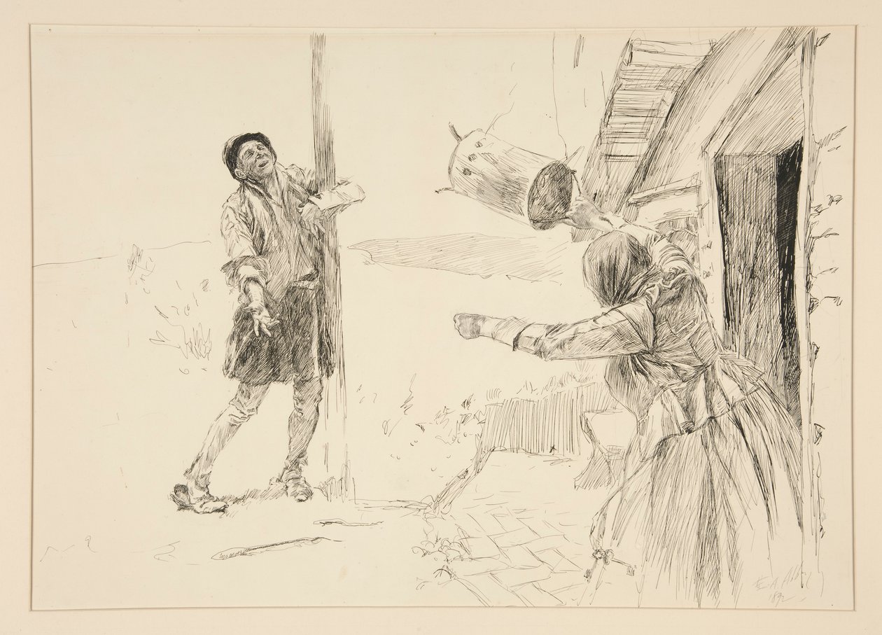 Christopher Sly, ilustração para Introdução, Cena ii, Domesticação do Musaranho de Edwin Austin Abbey