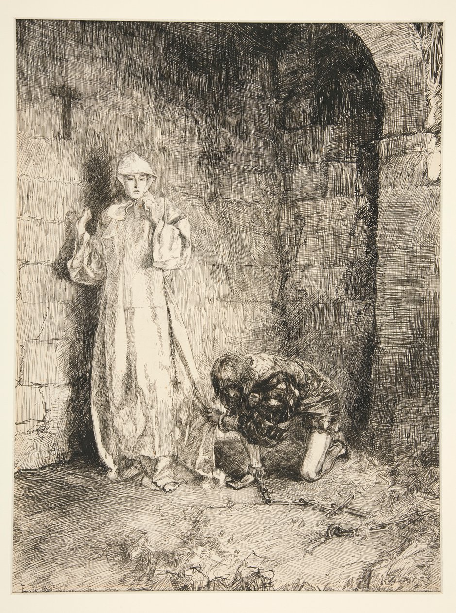 Claudio e Isabella - Acto III, Cena I, Medida para Medida de Edwin Austin Abbey