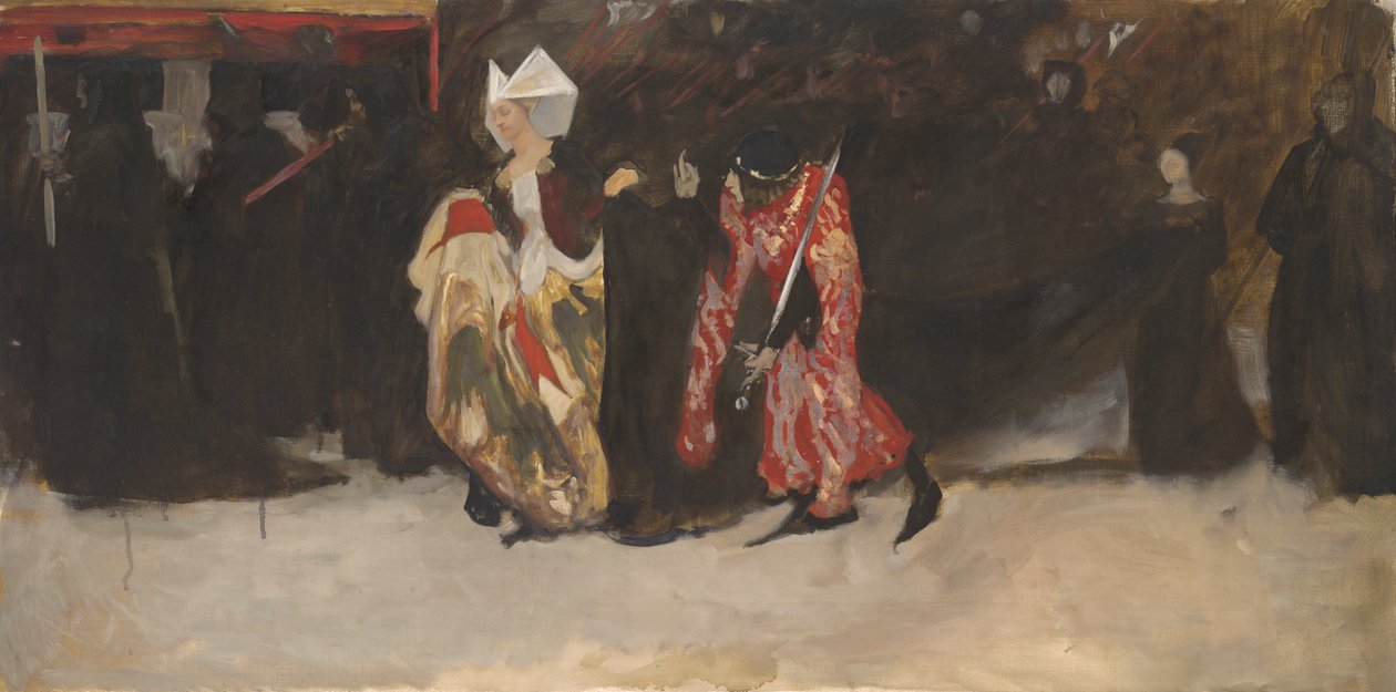 Estudo Composicional, para Richard, Duque de Gloucester, e Lady Anne de Edwin Austin Abbey