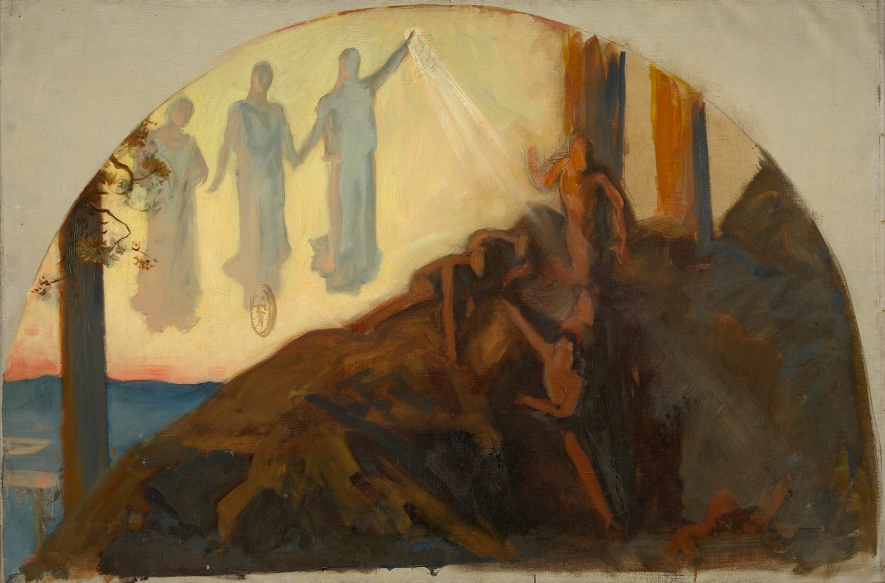 Estudo Composicional, para Ciência Revelando os Tesouros da Terra, Rotunda, Capitólio do Estado da Pensilvânia, Harrisburg de Edwin Austin Abbey
