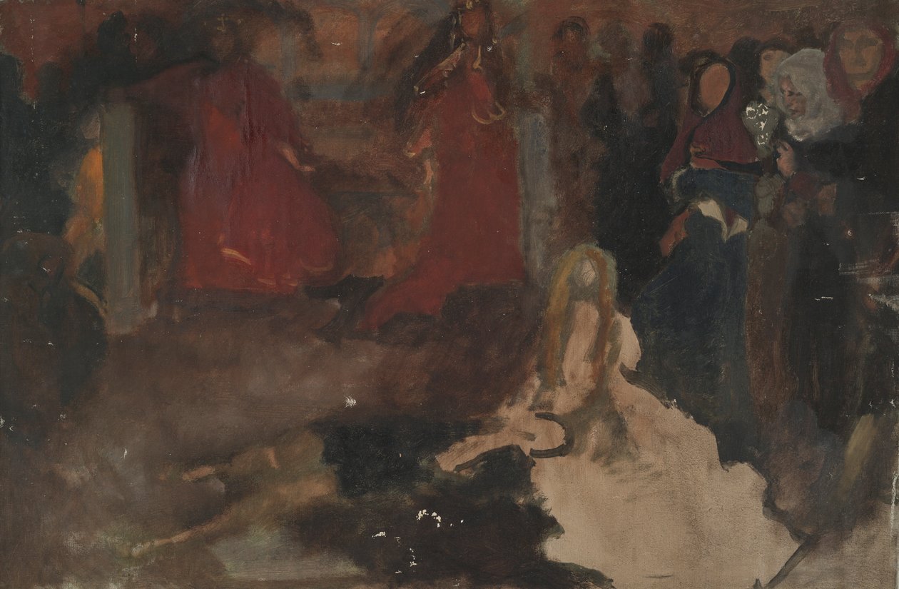 Estudo Composicional, para The Play Scene in Hamlet, Act III, Scene II de Edwin Austin Abbey