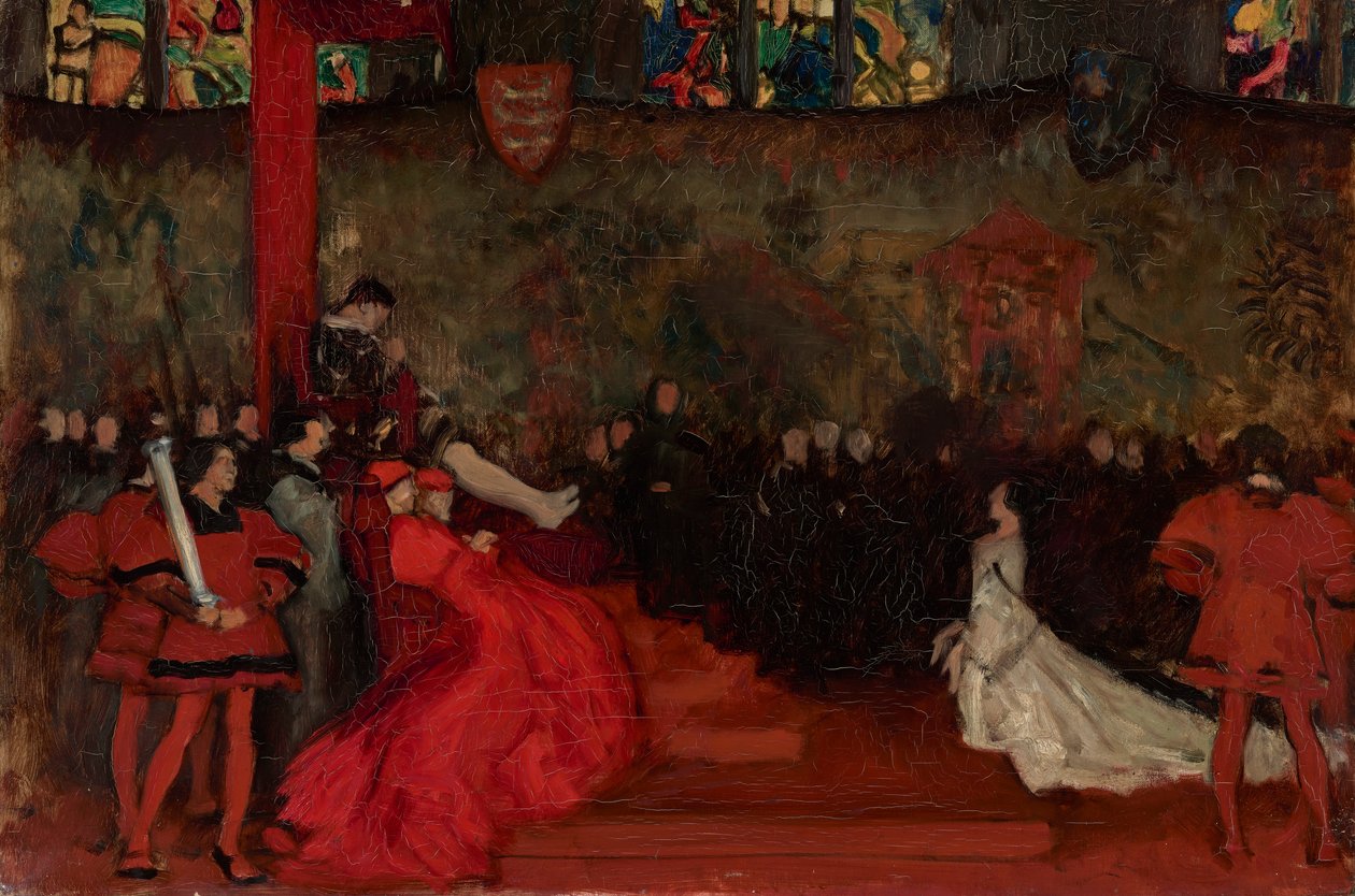 Estudo Composicional, para O Julgamento da Rainha Catarina, Henrique VIII, Ato II, Cena IV de Edwin Austin Abbey