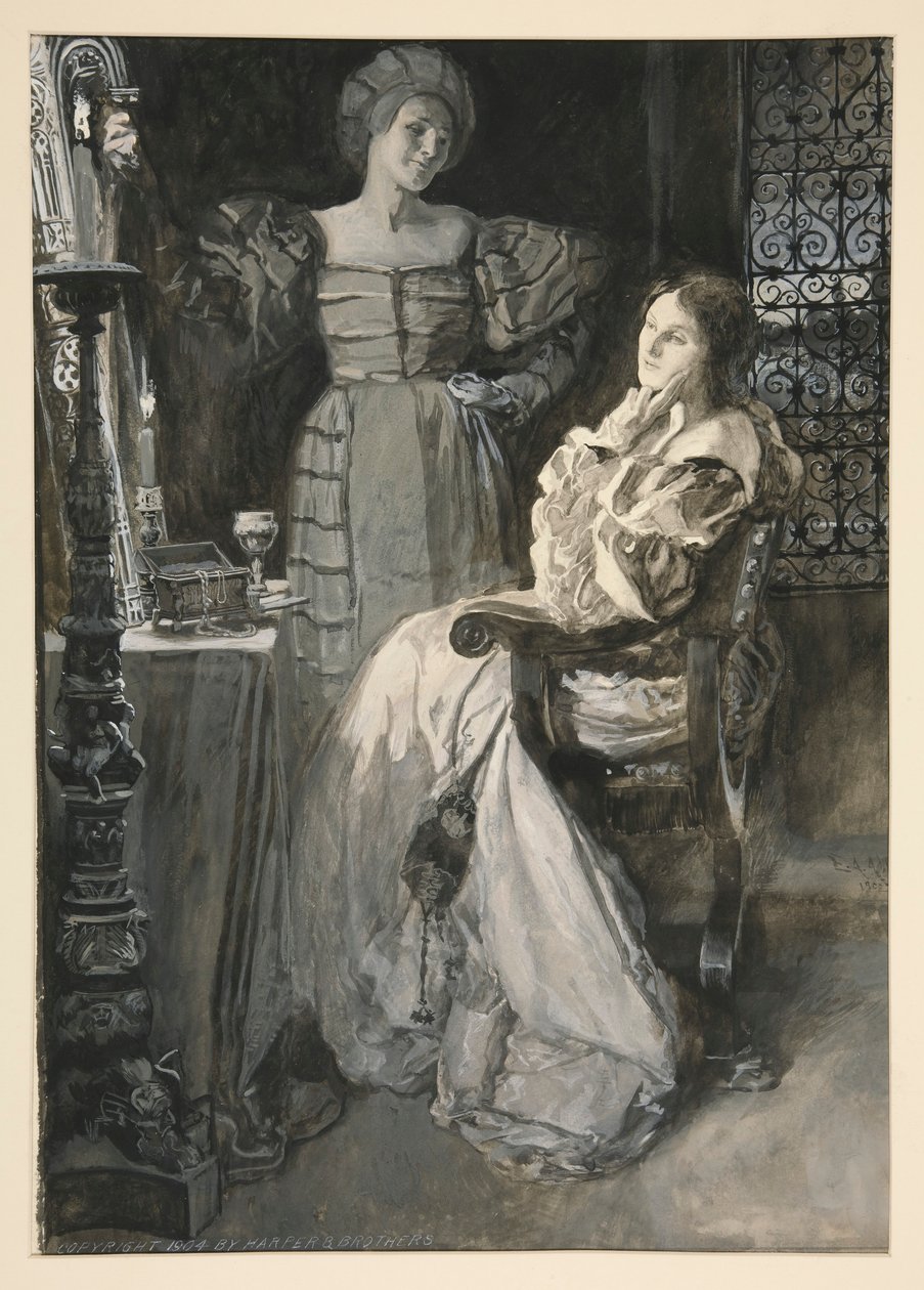 Desdêmona e Emilia - Ato IV, Cena III, Otelo de Edwin Austin Abbey
