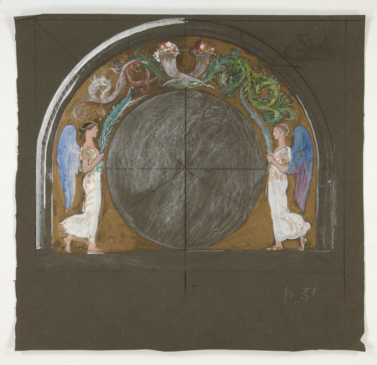 Design para decoração de janelas para edifício da capital do estado em Harrisburg, Pennsylvania, 1902-1911 (completado por John Singer Sargent) de Edwin Austin Abbey