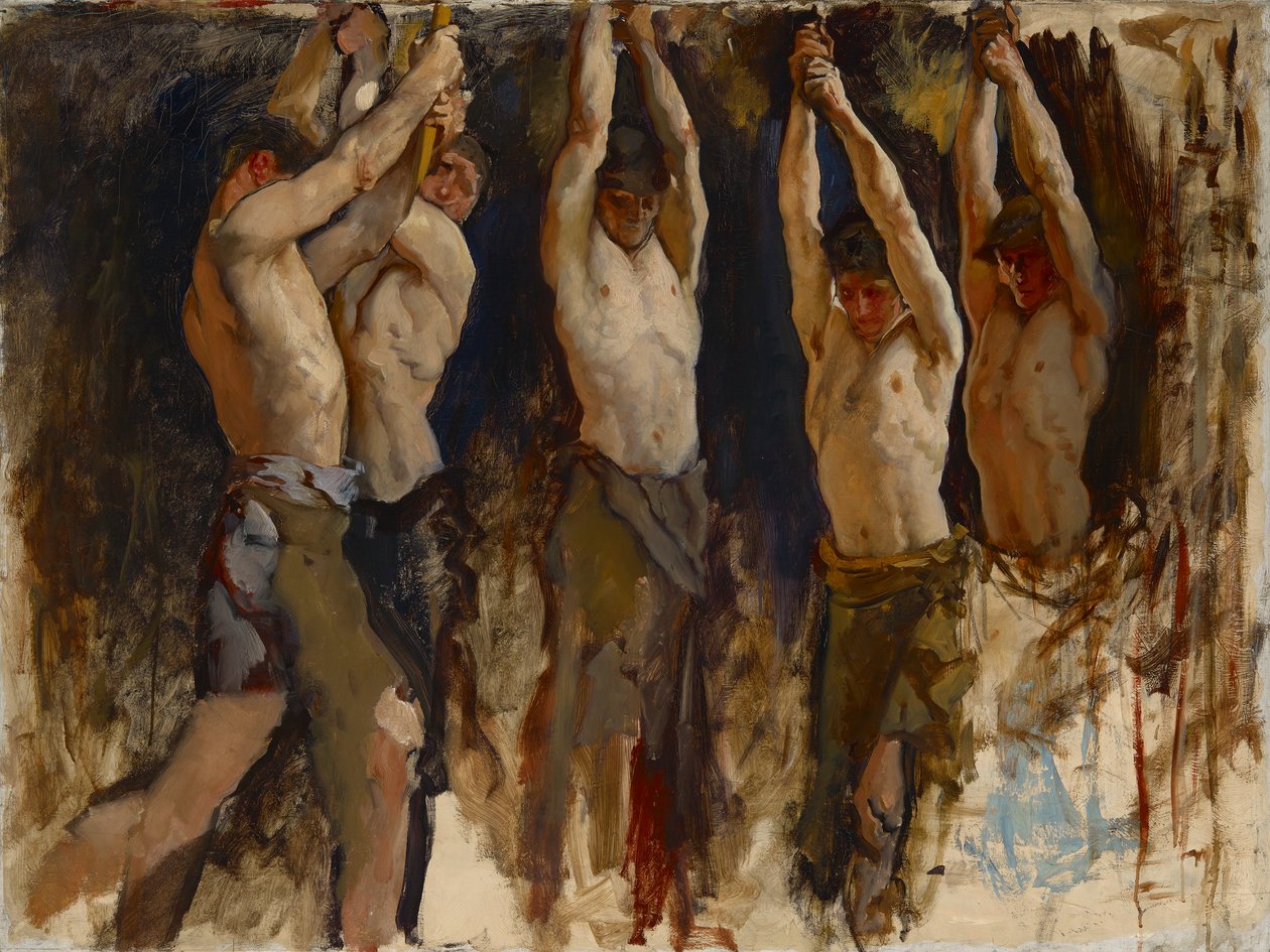 Estudo da Figura, para o Espírito de Vulcano, Gênio dos Trabalhadores em Ferro e Aço, Rotunda, Capitólio Estadual da Pensilvânia, Harrisburg de Edwin Austin Abbey