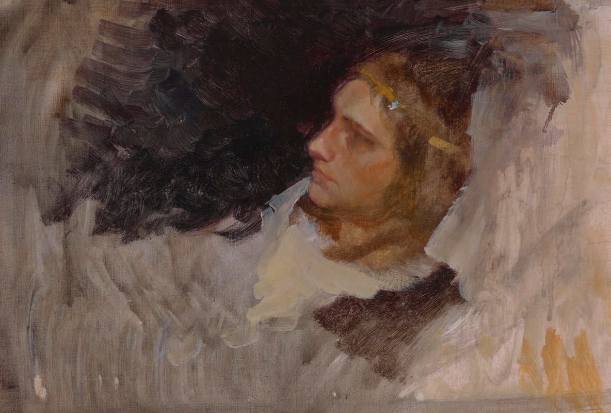 Estudo da Figura de Hamlet, para A Cena da Peça, Hamlet, Ato III, Cena II de Edwin Austin Abbey
