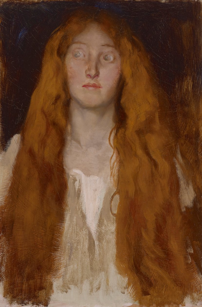 Estudo da Figura de Ofélia, para A Cena da Peça de Teatro, Hamlet, Acto III, Cena II de Edwin Austin Abbey