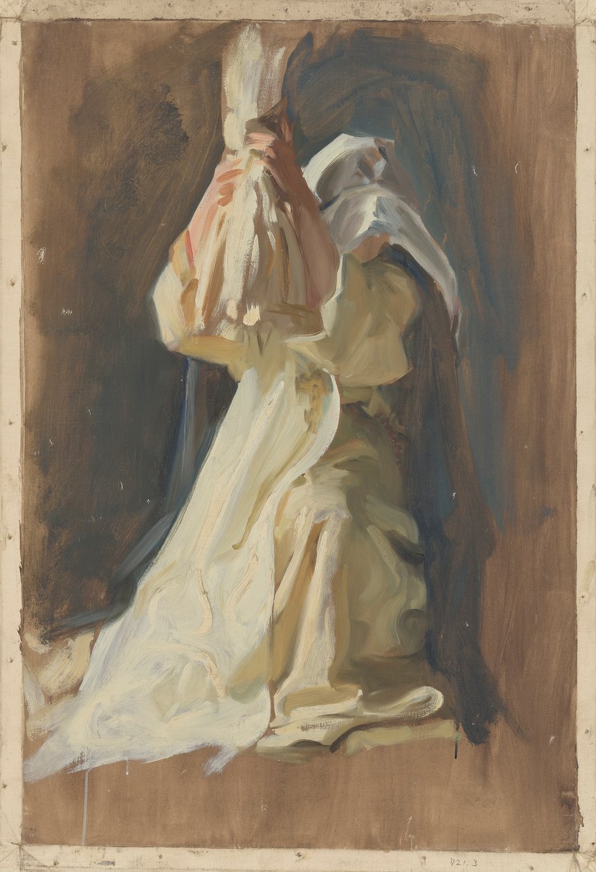 Estudo Figurativo de uma Freira, para A Infância de Galahad, em The Quest and Achievement of the Holy Grail, Sala de Entrega de Livros, Biblioteca Pública de Boston de Edwin Austin Abbey