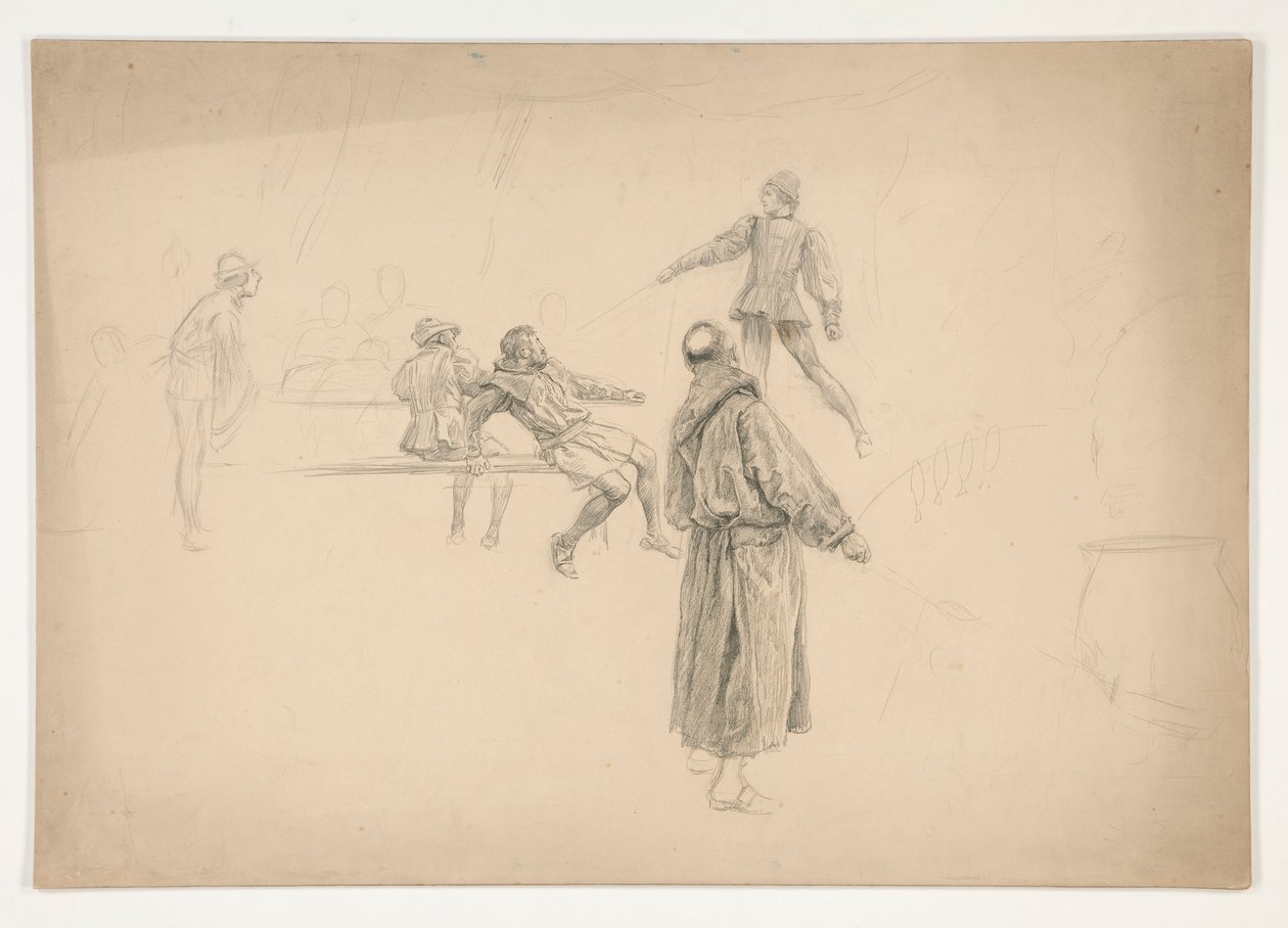 Desenho da figura de Edwin Austin Abbey