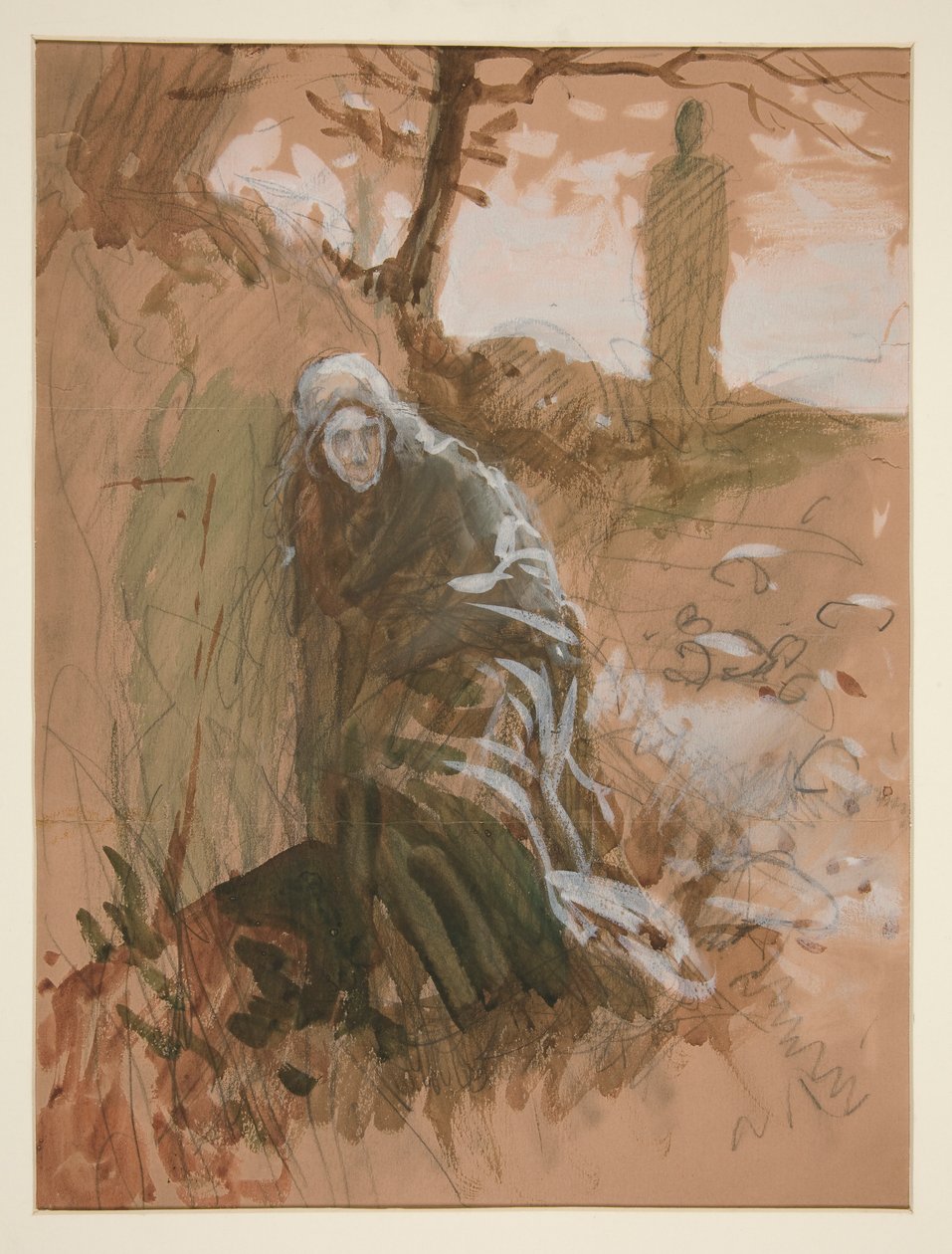 Figura em madeira - ilustração não identificada de Edwin Austin Abbey