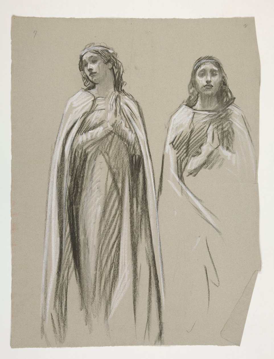 Estudos de figuras para The Golden Tree (?), de The Quest of the Holy Grail (uma série de quinze pinturas para a Biblioteca Pública de Boston, concluída em 1901) de Edwin Austin Abbey