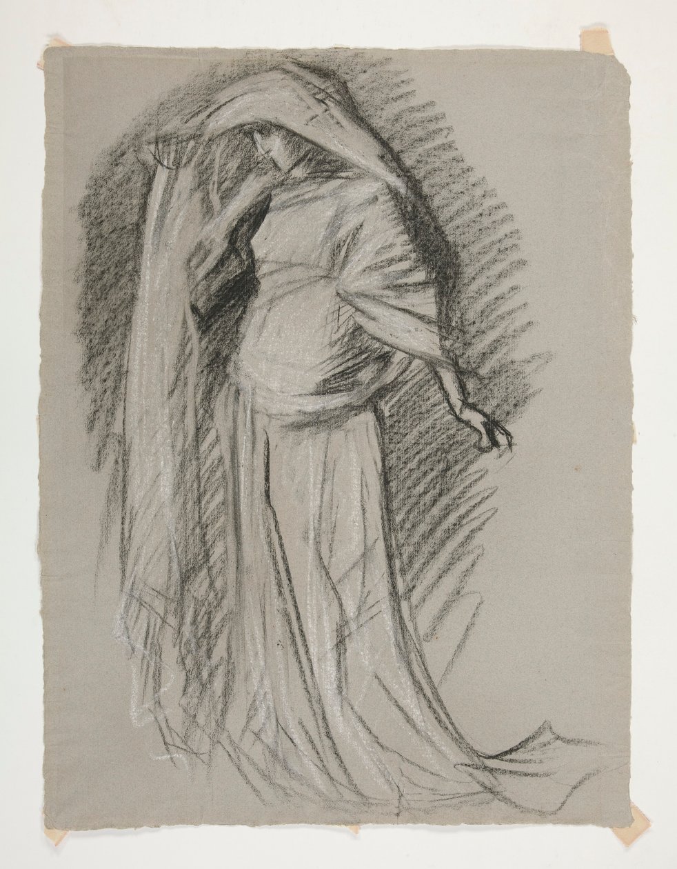 Estudo de figura para Castle of the Maidens, de The Quest of the Holy Grail (uma série de quinze pinturas para a Biblioteca Pública de Boston, concluída em 1901) de Edwin Austin Abbey
