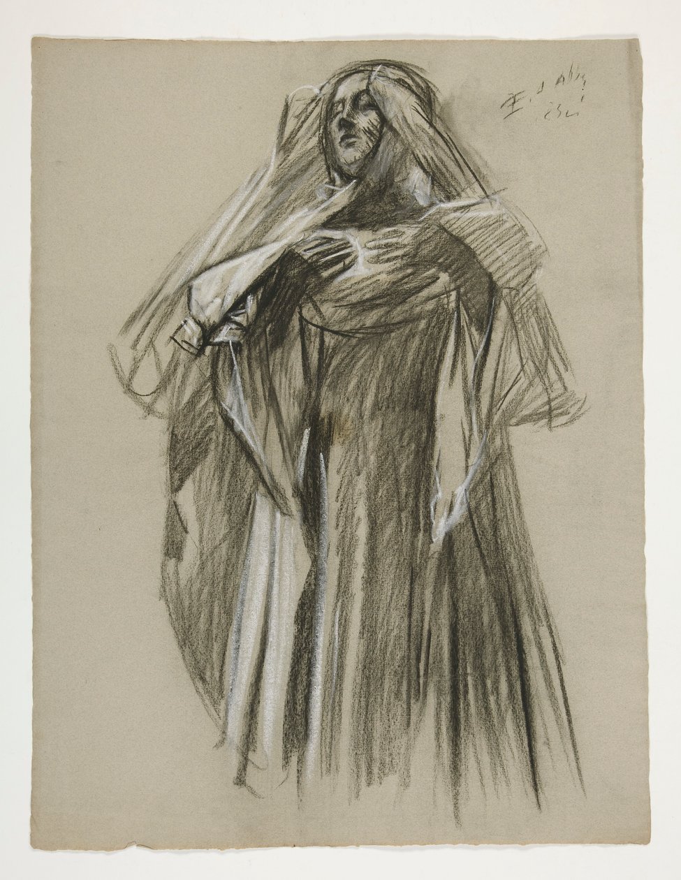 Estudo figurativo para o Infant Galahad, de The Quest of the Holy Grail (primeiro de uma série de quinze murais para a Biblioteca Pública de Boston, concluído em 1901) de Edwin Austin Abbey