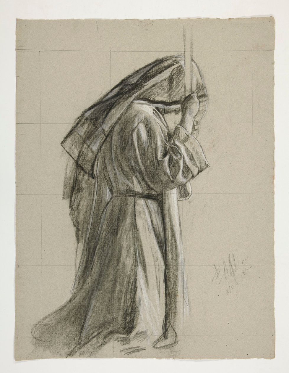 Estudo de figura para o Cavaleiro de Sir Galahad, de The Quest of the Holy Grail (uma série de quinze pinturas para a Biblioteca Pública de Boston, concluída em 1901) de Edwin Austin Abbey