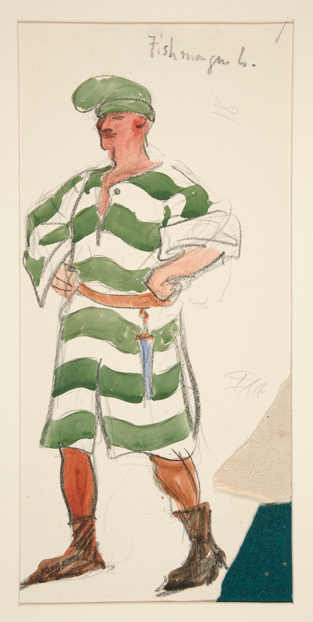 Peixeiro, esboço de figurino para Henry Irving de Edwin Austin Abbey