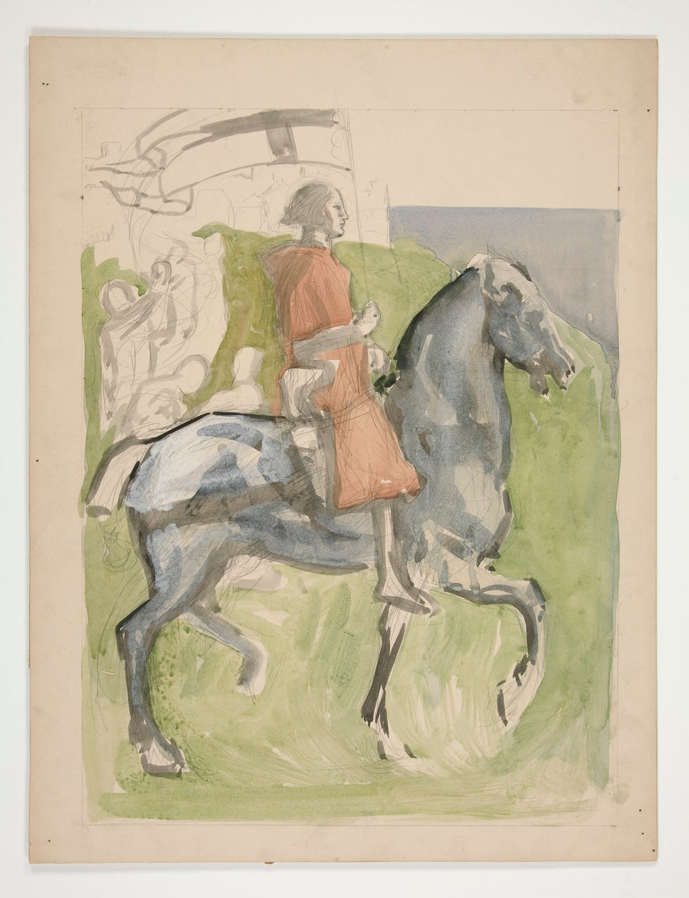 Partidas de Galahad, estudo para The Quest of the Holy Grail (série de quinze quadros para a Biblioteca Pública de Boston, concluída em 1901) de Edwin Austin Abbey