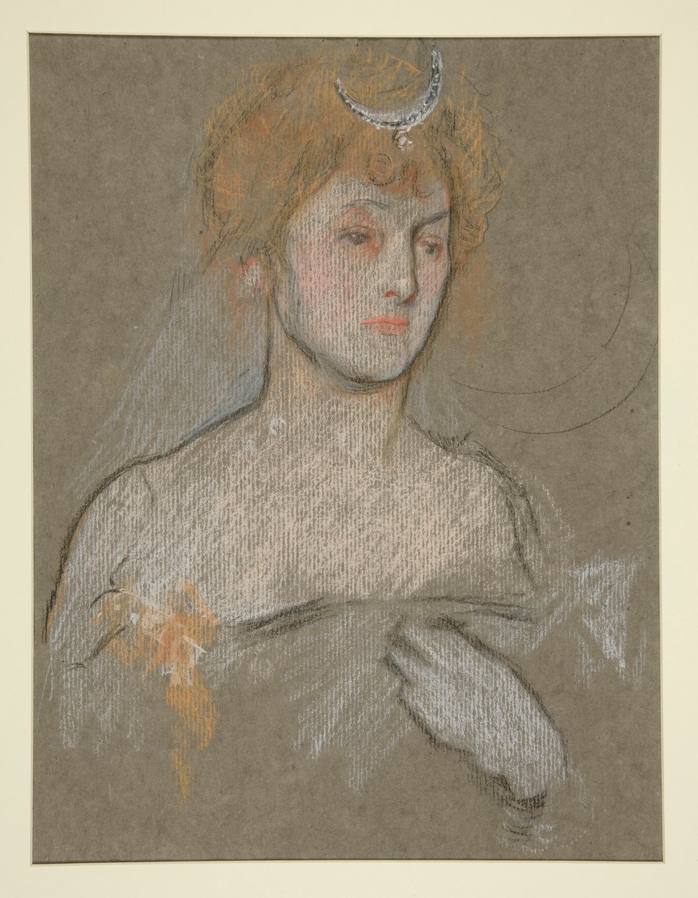 Cabeça e ombros de mulher, retrato da coroação de Edward VII de Edwin Austin Abbey