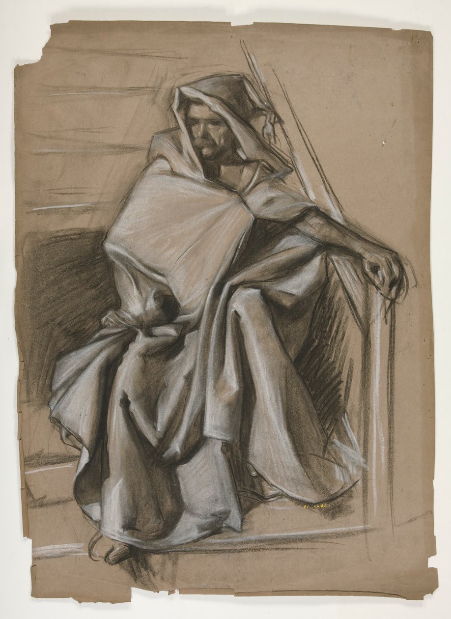 Série Santo Graal. Estudo de figura hoded. de Edwin Austin Abbey