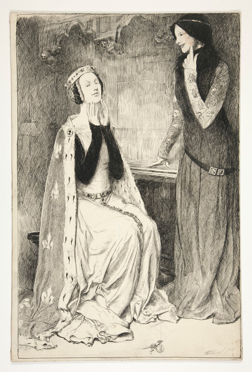 Katherine e Alice - Acto III, Cena V, Rei Henrique V de Edwin Austin Abbey