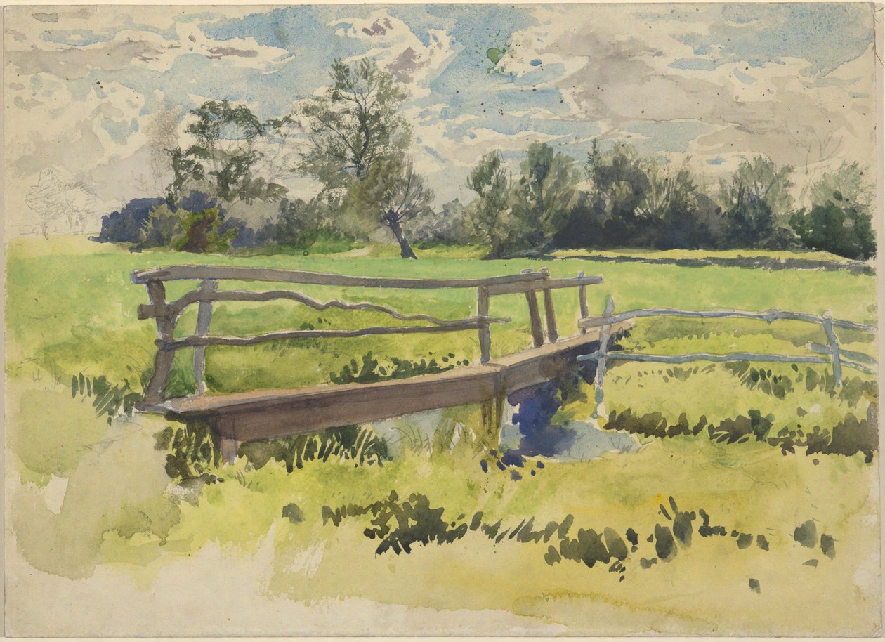 Paisagem, pântano e ponte de Edwin Austin Abbey