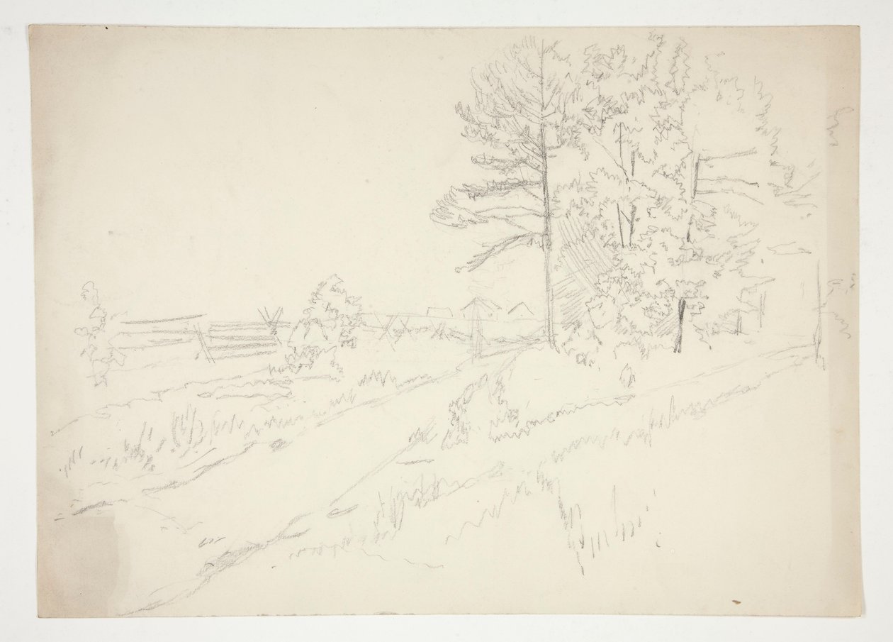 Paisagem com estrada que atravessa de Edwin Austin Abbey