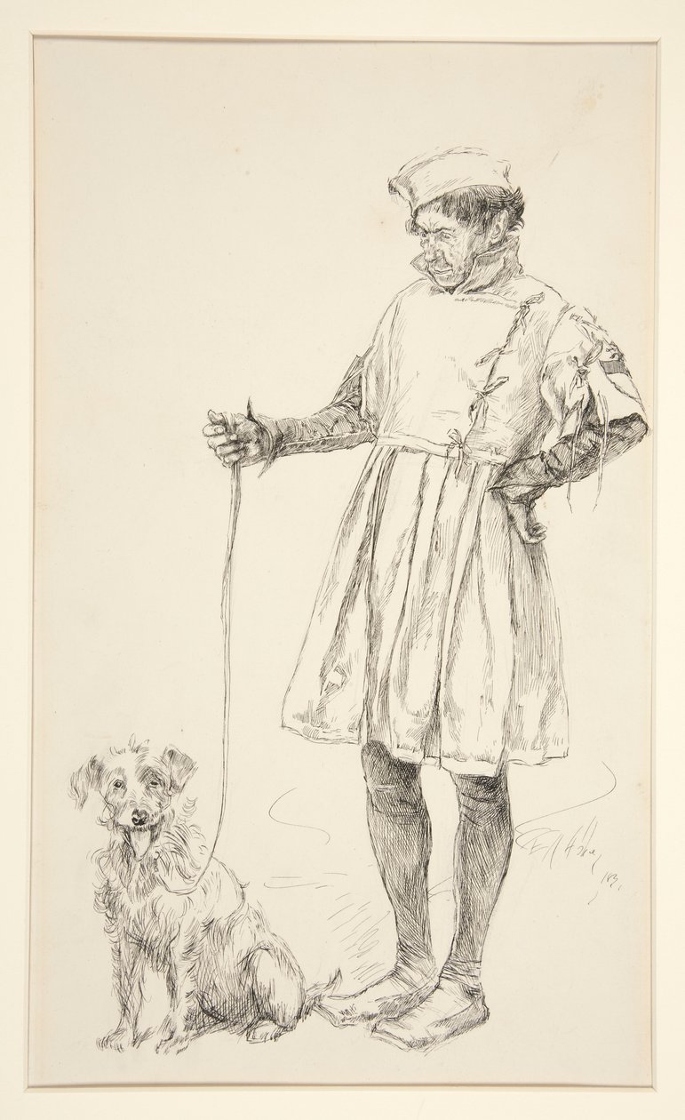 Lance e seu cachorro, do Ato IV, Cena IV, Dois Cavalheiros de Verona de Edwin Austin Abbey